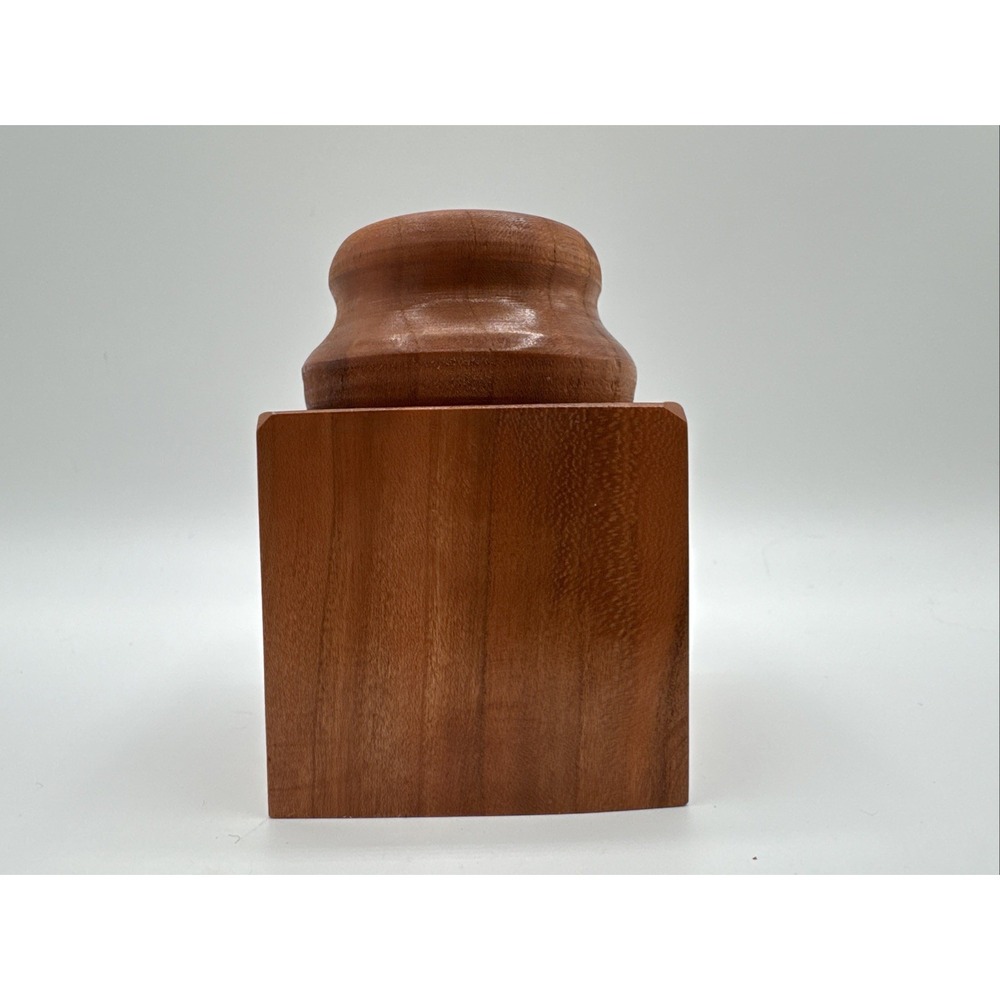 Vintage Turned Teak Wood Tobacco Jar Canister Apothecary Storage Box w/ Lid 4" - Picture 2 of 12